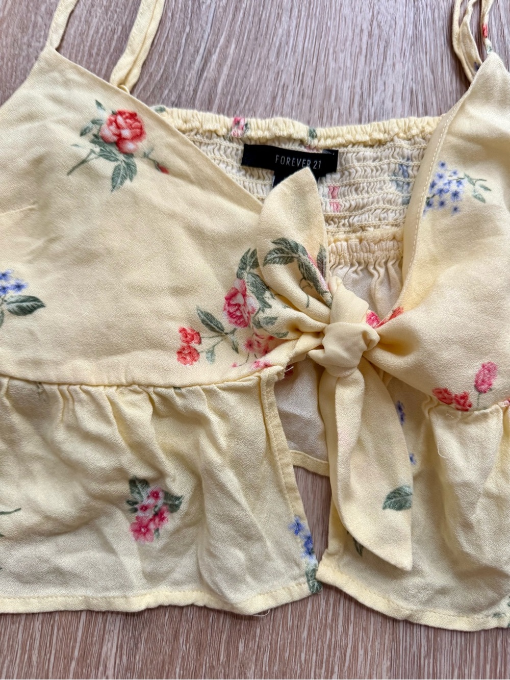 Forever 21 Yellow Floral Tie-Front Camisole - Picture 3 of 5
